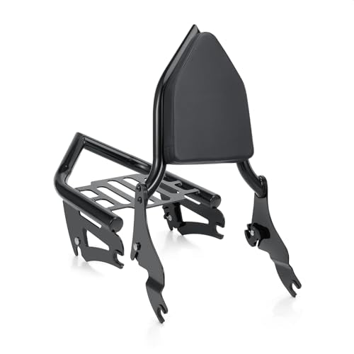 Detachable Sissy Bar Backrest+Luggage Rack Rear Grab Handles Bracket Kit, Fit for Harley Touring Street Glide Road King Road Glide Electra Glide 2009-2025 (Gloss Black) - color: Gloss Black