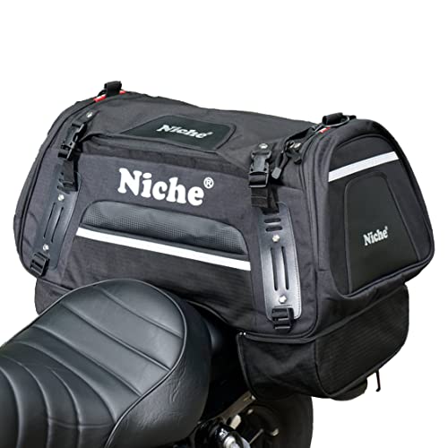 Niche Motorcycle Tail Bag 60L – Waterproof Travel Luggage with High‑Vis Neon Rain Cover & Reflective Trim, Universal Fit for Sport & Touring Bikes (NMO-2211)