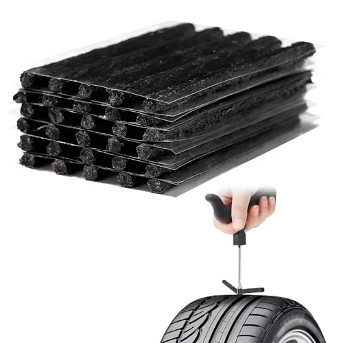30PCS Heavy Duty Tire Plugs, 3.66" x 0.24" Rubber Auto Tire Sealing Strip Kit for Puncture Repairs, Universal Tubeless Tyre Repair Strings for Car Light Truck Motorcycle ATV (Black) - color: Black, 6mm