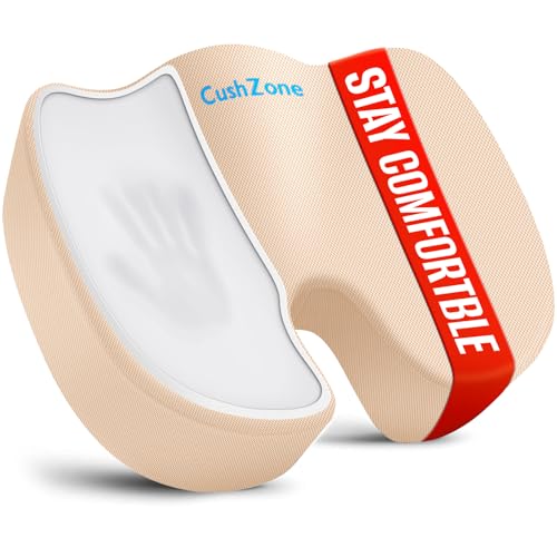 CushZone Seat Cushion, Office Chair Cushions, Car Seat Cushion, Non-Slip Sciatica & Back Coccyx Tailbone Pain Relief Chair Pad, Memory Foam (Large,Khaki) - color: Khaki, size: X-Large