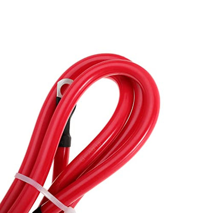4 AWG Battery Cable 4AWG Gauge Pure Copper Battery Inverter Cables with 3/8 in Lugs Both Ends Power Inverter Wire Set for Automotive Solar Marine Boat RV Car Motorcycle Red and Black (5FT) - size: 5ft
