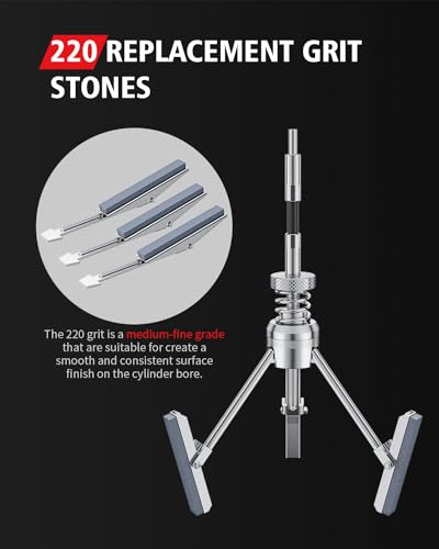 Kolvoii Cylinder Hone Tool Set with Tool Box, Adjustable Engine Cylinder Honing Tool for Sizes 3/4" to 7" Cylinders, 1-1/8", 3" and 4" Diameters with Extra 11 Piece Replacement Honing Stones - Red - color: Red