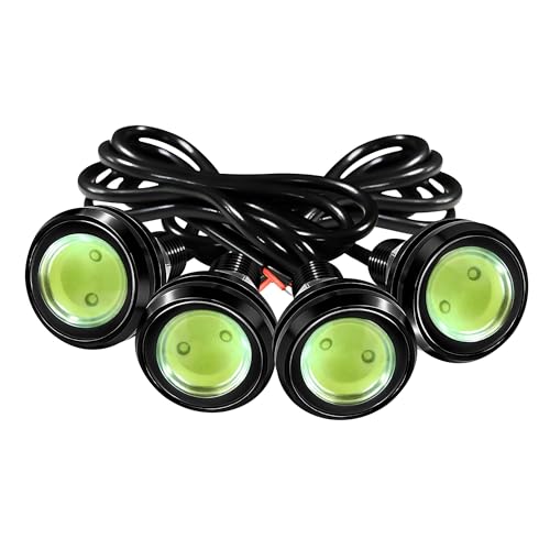 4Pcs 23mm DC 12V Black shell Eagle Eye Cob LED Car Fog DRL Daytime Running Light Backup Reverse Tail Rock Lights Headlights Signal Lamp Small bulb use for car and motorcycle (Ice blue) - color: Ice blue