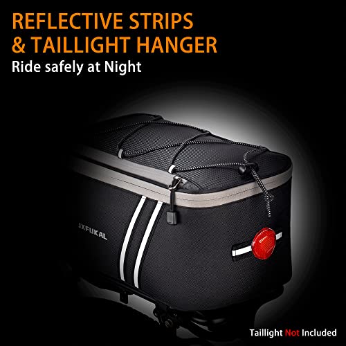JXFUKAL Rear Bike Rack Bag with Rain Cover, 7L/9L/10L/12L Waterproof Bicycle Ebike Saddle Bag Cycling Pannier Trunk Carrier with Reflector & Adjustable Cord for Commuter Travel Outdoor - style: With Insulation Inner- 9l