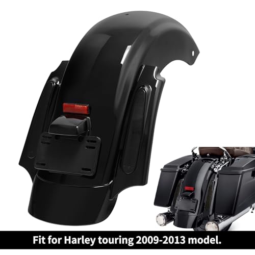 SLMOTO Saddle Bags, 5" Hard Saddlebags Rear Fender LED Light Fit For Harley Touring Road King Electra Glide Street Glide Road Glide Ultra 2009-2013 - color: Saddlebags + Smoke Fender Lens