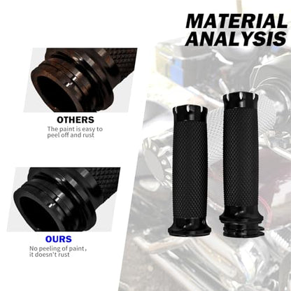 Motorcycle 1" Hand Grips Handlebar Grips Cable Throttle Fit for Harley Touring Street Glide Road King Road Glide Electra Glide Dyna Softail - color: #6 Black