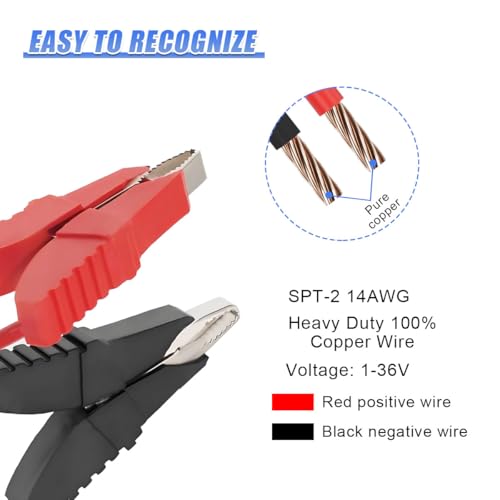 3.2FT 12V 14AWG Alligator Butterfly Clip to SAE Connector, Battery Charging Wire for Car Solar Power, Quick Release Adapter Extension Cable with Clamp, Fit for Car, Motorcycle (ButterflyClip) - size: ButterflyClip