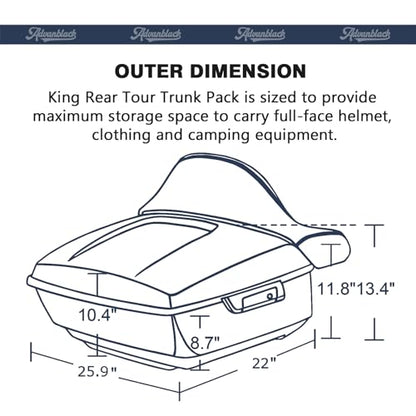 Advanblack King Tour Trunk Pack, Black Mount Bracket, Top Luggage Rack, Red Trunk Pak Liners Fit for 09-Later Harley Touring, Road Glide, Street Glide Special, Electra Glide - color: Baja Orange