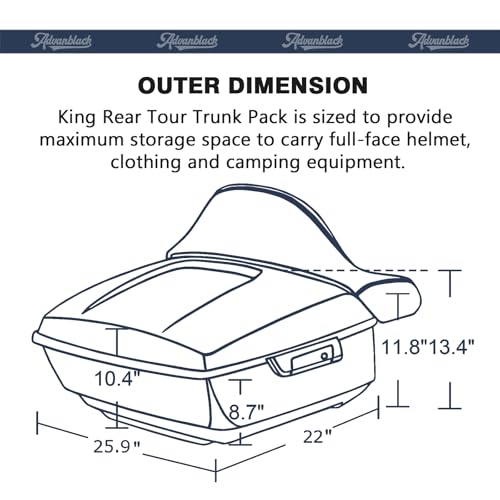 Advanblack US Stock Billiard Teal King Tour Trunk Pack, Black Mount Bracket, Top Luggage Rack, Red Trunk Pak Liners Fit for 09-Later Harley Touring, Road Glide, Street Glide Special, Electra Glide - color: Billiard Teal