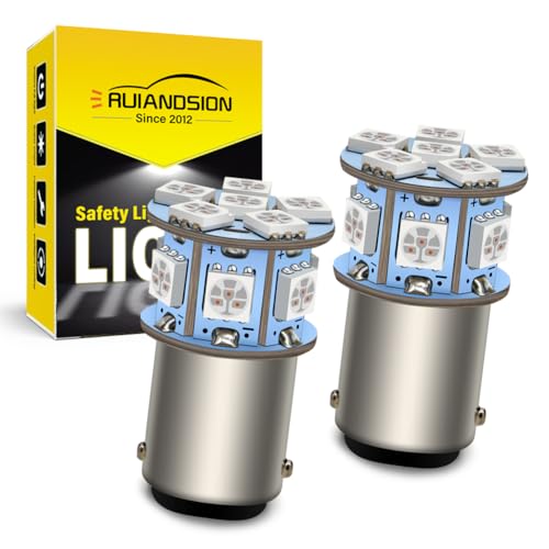Ruiandsion 2pcs 6V BA15D 5050 12SMD Red LED Light Bulbs for Back Up Reverse Lights Turn Signal Lights Tail Lights - color: Red, size: BA15D