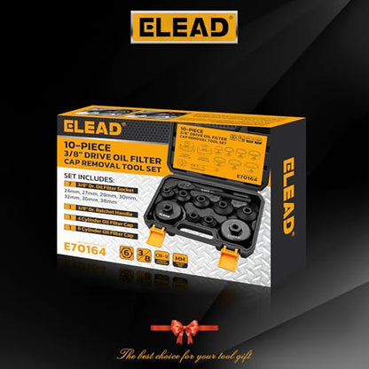ELEAD 10-Piece Oil Filter Socket Wrench Set, 3/8" Drive Metric Cap Oil Filter Removal Tool, Low Profile Filters Socket Set with Ratchet Wrench Handle, Oil-change Kit Compatible with Toyota BMW Honda - style: Multi-Size Set