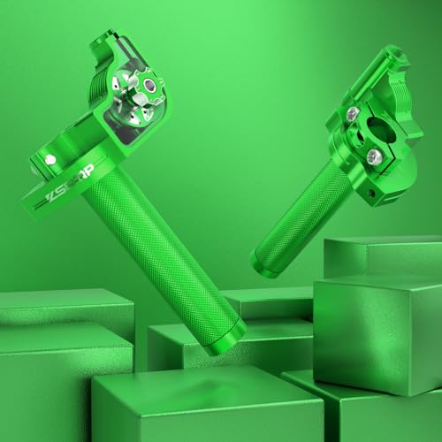 Throttle Grip Throttle Cable Motorcycle 22mm Universal CNC Aluminum Accelerator Throttle Twist Grips Handlebars for KLX CR CRF EXC XR TTR CB SSR ATV Dirt Bike Pit Bike - color: Green