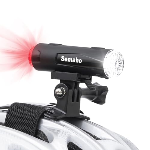 2in 1 Rechargeable Helmet Light with Bracket Mount Night Bike Light Riding Safety 5 Warning Light Modes IP66 Waterproof Bicycle Light, 360° Rotatable Front Rear Lights, Mountain Bike Headlight