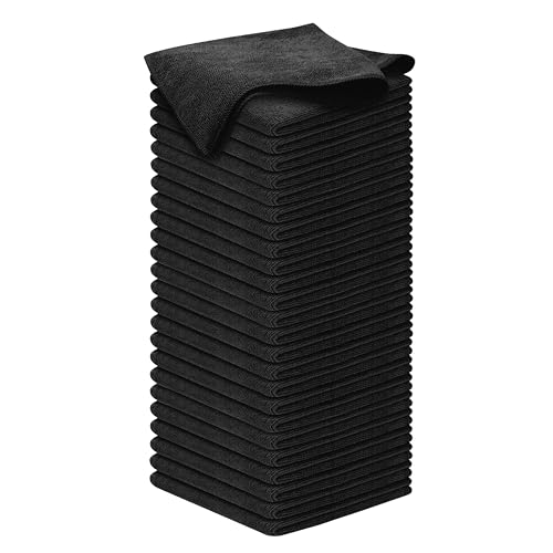 USANOOKS Premium 300GSM Microfiber Cleaning Cloth - 12.5"x12.5" High Performance - 1200 Washes, Ultra Absorbent Microfiber Towels for Cars Undercarriage, Rims & Engine Bay Cleaning - Microfiber Cloth - color: Black, size: 12.5" x 12.5" (50 pack)