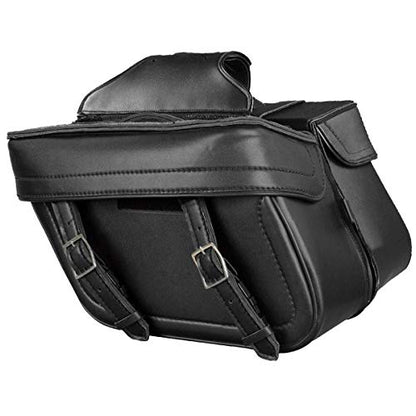 Milwaukee Leather PVC 2-Strap Throw-Over Easy Zip off and off Motorcycle Saddlebags - Medium - color: MP8325-BLACK, size: Medium