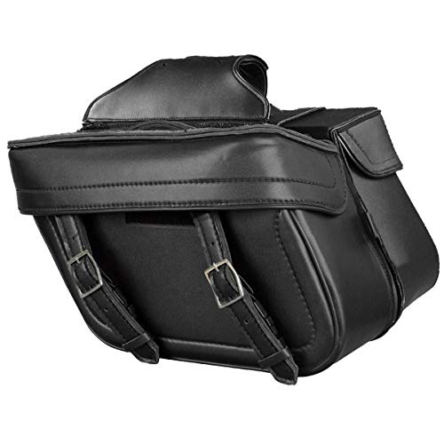 Milwaukee Leather PVC 2-Strap Throw-Over Easy Zip off and off Motorcycle Saddlebags - Medium - color: MP8325-BLACK, size: Medium