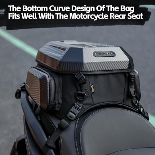 Rhinowalk Motorcycle Tail Bag (Matte Black—Upgraded Version, 23-35 L) - color: Matte Black—Upgraded Version, size: 23-35 L