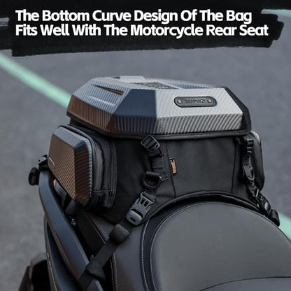 Rhinowalk Motorcycle Tail Bag (Matte Black—Upgraded Version, 23-35 L) - color: Matte Black—Upgraded Version, size: 23-35 L