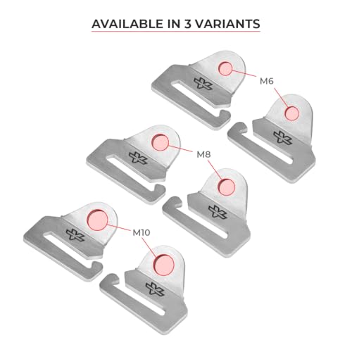 ViaTerra Quick Release Motorcycle Strap Hooks | Heavy Gauge Stainless Steel Mounting Brackets, Universal Fit, Set of 2 (M10) - size: M10