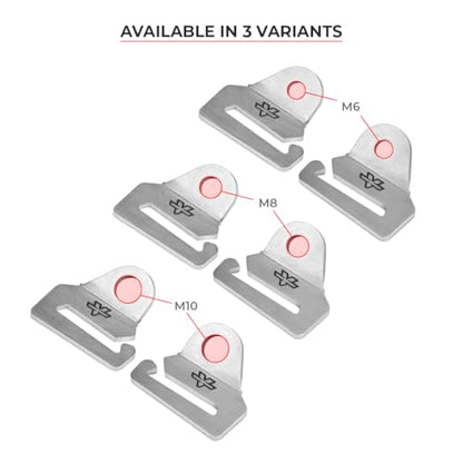 ViaTerra Quick Release Motorcycle Strap Hooks |Heavy Gauge Stainless Steel Mounting Brackets, Universal Fit, Set of 2 (M8) - size: M8
