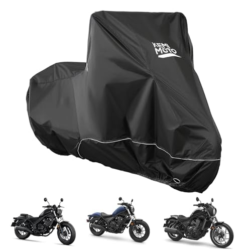 KEMIMOTO Heavy Duty 420D Motorcycle Cover Storage Bag Fit Waterproof Fit for Rebel300 500 1100 Sportster Iron 883 Shadow Vulcan S Boulevard S40 Outdoor All Weather Rain Snow Dust UV Cover & Lock Hole - color: Black, size: Cruiser