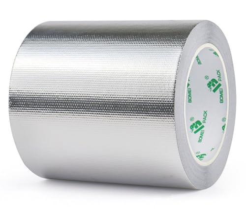 BOMEI PACK Adhesive Aluminum Foil Heat Shield Tape 1 Pack 5 inch x 66ft, Barrier Fiberglass Thermal Insulation Reflective Material High Temp Protectionn - size: 5in*66ft