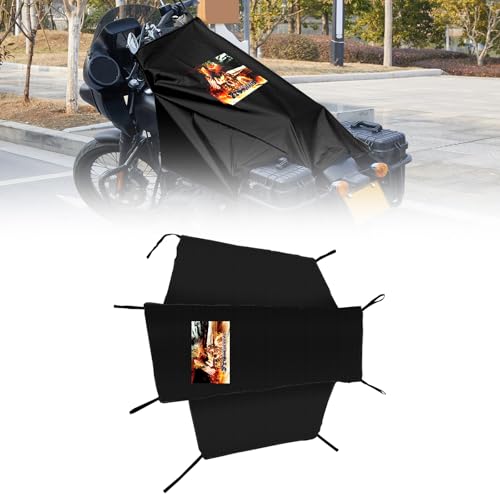 Dream Apparel Motorcycle Seat Cover Sun Shade Waterproof Outdoor Rain Dust Protection Universal Fit Heavy Duty Windproof Motorbike Vehicle Cover with Storage Bag, Black, Size L - color: Black & Freedom, size: L
