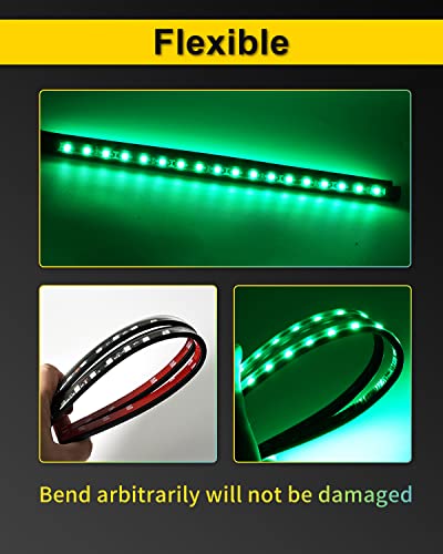 Flexible Led Light for Motorcycle Atmosphere Neon Strip Lights 12V Led Brake Tail Light Strip Under Dash Lighting Stop Turn Signal Underglow Lights for SUV,Car,RV,ATV,Bike,Scooters，2 PACK (Green) - color: Green