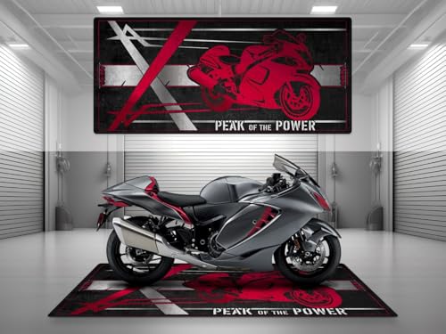 MPM Motorcycle Mat for Hayabusa Washable Non - Slip Oil & Water Resistant Parking Pitmat for Garage, Showroom, Workshop Use | Candy Daring Red - Size 1: 86.6 x 39.4/220 x 100 cm - color: Candy Daring Red, size: Size 1: 86.6 x 39.4 "/ 220 x 100 cm