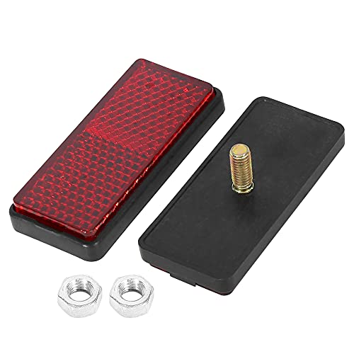 F FIERCE CYCLE M6x1.0 Round & M5x0.8 Rectangle Red Plastic Universal Screw Mount Reflective Warning Reflector for Motorcycle Bike