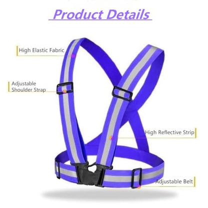 Reflective Vest, High Visibility Safety Vest Straps Reflective Gear for Night Running Walking Cycling for Men Women Kids - color: Blue