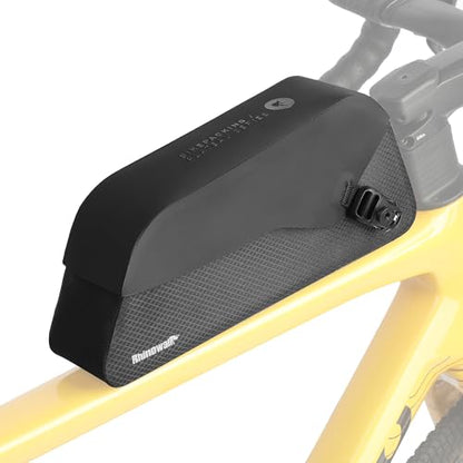 Rhinowalk Bike Top Tube Bag Waterproof IPX4 Magnetic Closure Frame Pouch for Road & MTB Slim Fit (Size 1.3L) - color: Black Toptube Bag, size: 1.3L