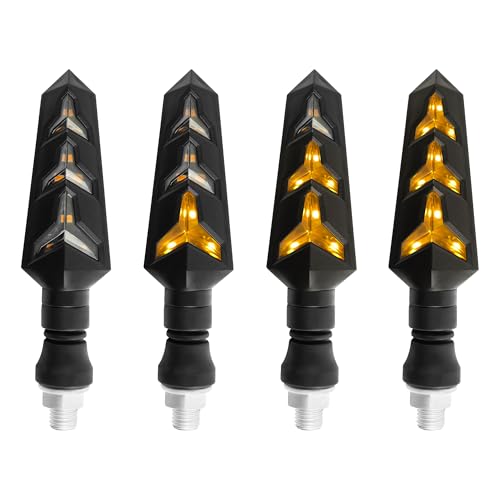 4PCS Motorcycle Turn Signals Kit with Flowing Amber LED Lights,M10 12V LED Motorcycle Lights for MMotorcycle Blinkers,Personalized MMotorcycle Accessories for Motorbike Scooter Off Road - color: 4PCS