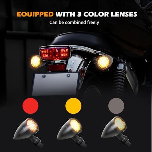 Rich Choices 2pcs Black 15 LED Motorcycle Stop Brake Running Turn Signal Indicator Amber Lights For Harley Honda Chopper (Black with net-Amber Light) - color: Black with net-Amber Light
