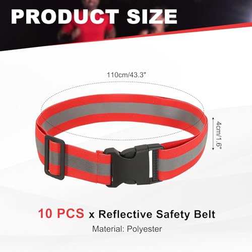Reflective Safety Belt, Adjustable High Visibility Glow Belt Outdoor Running Gear Accessories - color: Bright Red
