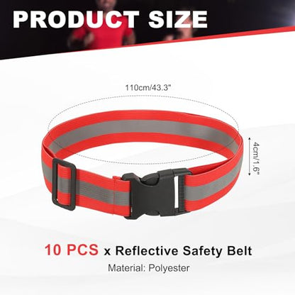 Reflective Safety Belt, Adjustable High Visibility Glow Belt Outdoor Running Gear Accessories - color: Bright Red
