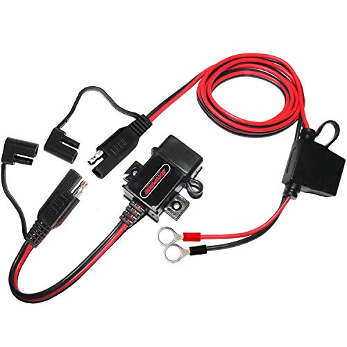 MOTOPOWER MP0609AA 3.1Amp Motorcycle USB Port Kit SAE to USB Adapter Cable with SAE Cap - color: c) - SAE USB Adapter & Terminal Harness W/ Caps