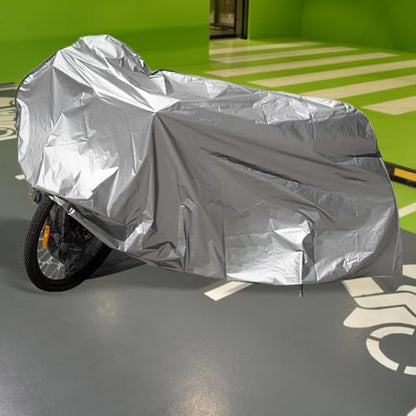 Waterproof Motorcycle and Electric Bike Cover, Reusable Pe Rain and Dust Protector, All-Season Outdoor Bicycle Cover with Sun Protection, Heavy Duty Vehicle Shelter
