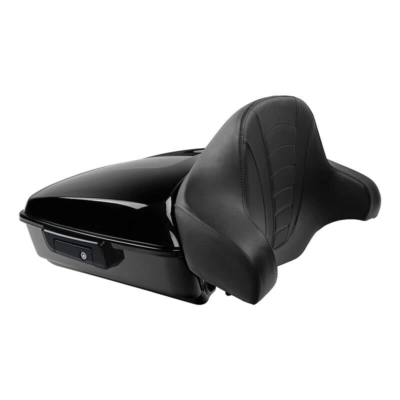TCMT Chopped Motorcycle Trunk Box Backrest Mounting Rack Fit For Harley Touring 1997-2008 Road King Road Street Electra Glide Pack - color: Set B1 Black Latches#Chrome Rack
