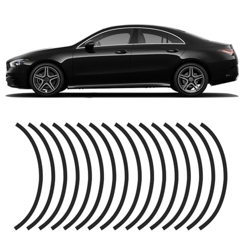 16PCS Reflective Car Wheel Decorative Stripe Stickers, Anti Scratch Vehicle Night Safety Warning Tape Decal, Universal Automotive Exterior Tire Rims Sticker Accessories for Most Vehicles (Black) - color: Black