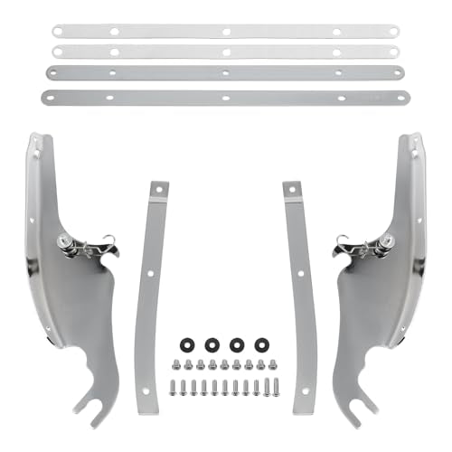TCMT Windscreen Windshield Mounting Bracket Kit Fits for Harley Softail Slim Deluxe Fat Boy Heritage Softail Classic FLS FLSS FLST FLSTC FLSTF FLSTFB FLSTFBS 2000-2017 - color: Chrome Bracket