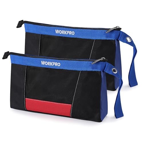 WORKPRO 12" Tool Pouches with Zipper, Utility Bag Pouch for Tool Organizers and Storage, Small Tool Bag, Multipurpose Storage pouch 2-Pack