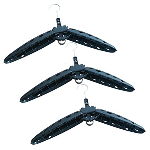 Diving Suit Hanger, Wetsuit Hanger for Diving Rack, Snap Buttons with Foldable Design, Ideal for Surfing Boots Drysuit Motorcycle Jackets, 37x51cm (Black)
