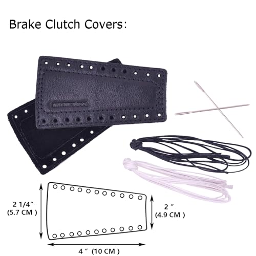 Leather Motorcycle Handlebar Grip Covers, No Fringe Brake Clutch Covers for HD Motorcycles - color: Black: Handlebar + Lever Cover