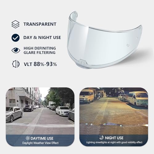 RIDERCO Sedici Strada 2 Visor Replacement, Motorcycle Helmet Face Shield Compatible with Strada 3 Citation FT2 Vector FF801 FF397 FF813, Clear, Day and Night Use - color: Clear