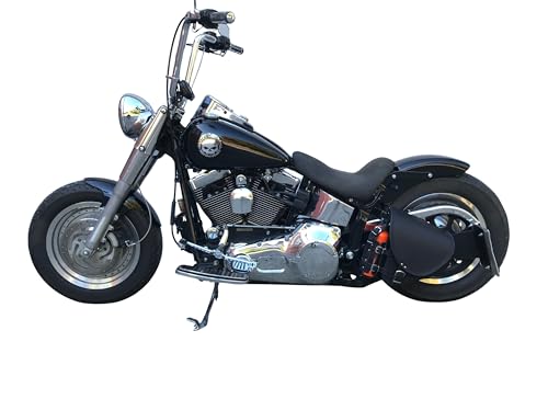 Diablo Black Swing Arm Bag Biker Bag Hardtail Frame compatible with Harley Davidson Fatboy Left Breakout Fat Bob Side HD Special Edition Side Bag