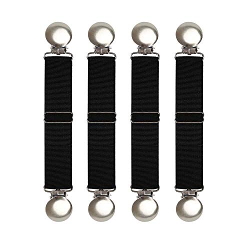 Boncas Improved Adjustable Elastic Boot Clips Boot Straps Pant Clips Stirrups Leg Straps Keeping Your Pants Tucked - color: Round 3" -4.7"