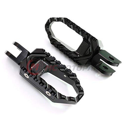 MC MOTOPARTS Black Front Wide CNC Touring Foot Pegs Compatible with MT-07 MT-09 13-18 YZF R3 15-18 MT-10 16-19 2020 2021 - color: Black, size: No Extension