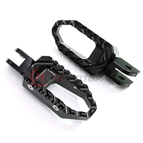 MC MOTOPARTS Black Front Wide CNC Touring Foot Pegs Compatible with MT-07 MT-09 13-18 YZF R3 15-18 MT-10 16-19 2020 2021 - color: Black, size: No Extension