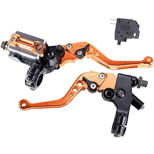 Universal Motorcycle 7/8" 22mm Handlebar Brake Master Cylinder Clutch Lever CNC Left & Right Set - color: Orange